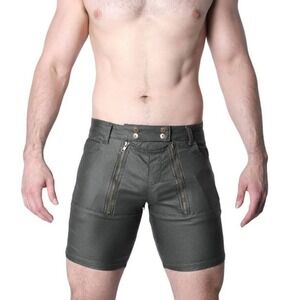 CellBlock 13 Slick Carpenter Waxed Denim Double Zipper Shorts Men Size 30